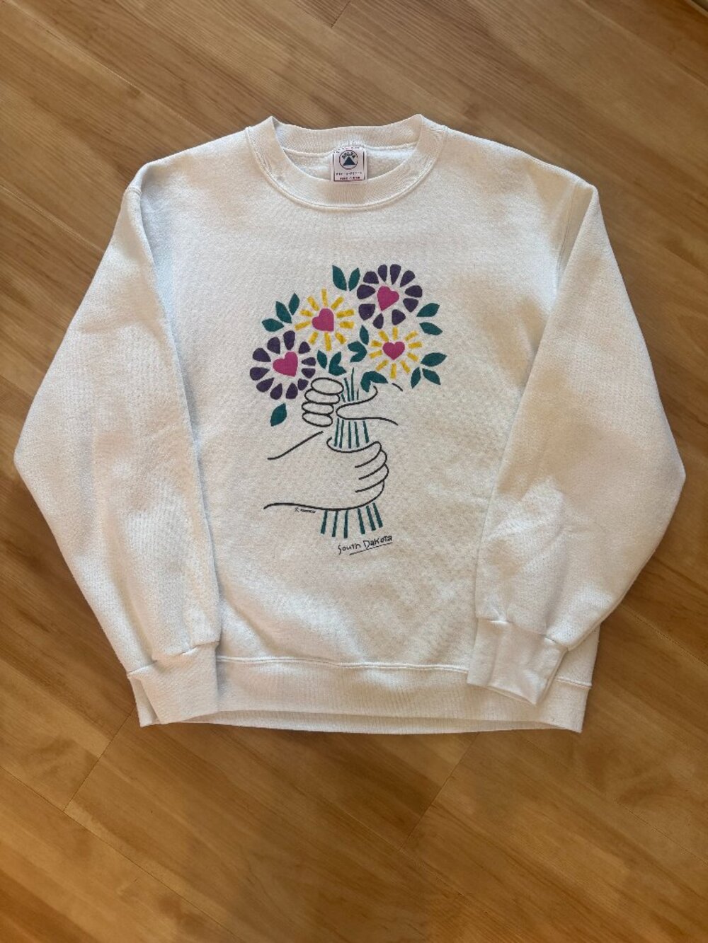Vintage South Dakota Floral Graphic Sweatshirt Made USA